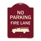 Signmission Designer Series-No Parking Fire Lane, Burgungy Heavy-Gauge Aluminum, 24" x 18", BU-1824-9824 A-DES-BU-1824-9824 - alternate 1